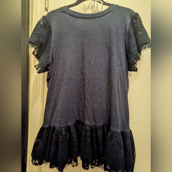 Navy blue top with lace detailing - Picture 5 of 6